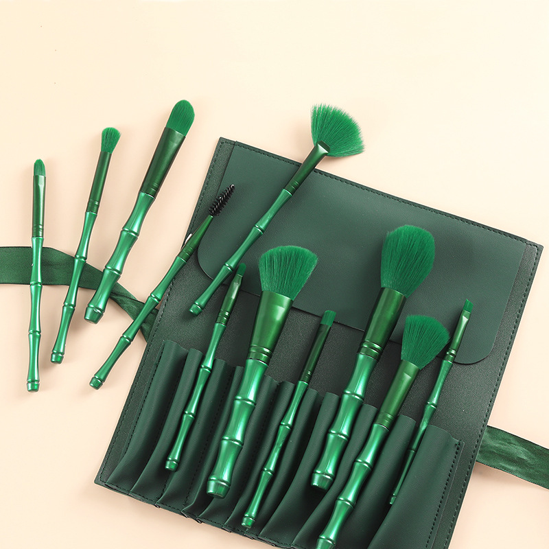 Bamboo Hair Brush - 11Pcs Bamboo Makeup Brushes Kit Soft