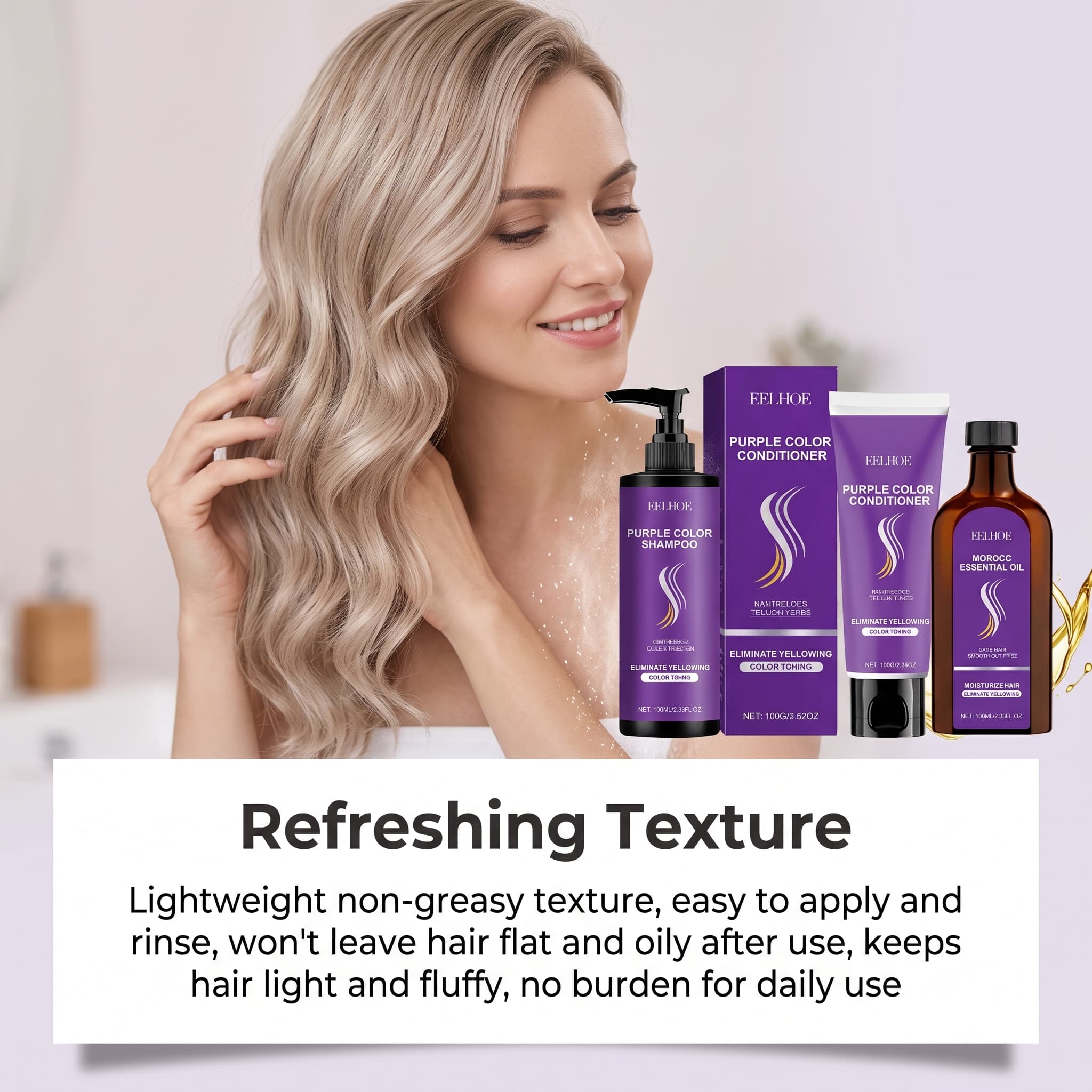 Purple Shampoo Set With Condit - Hair Care Oil Serum review and price